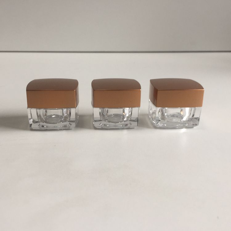Empty Luxury Cosmetic Packaging Clear Brown Cap Hand Cream Jar Plastic