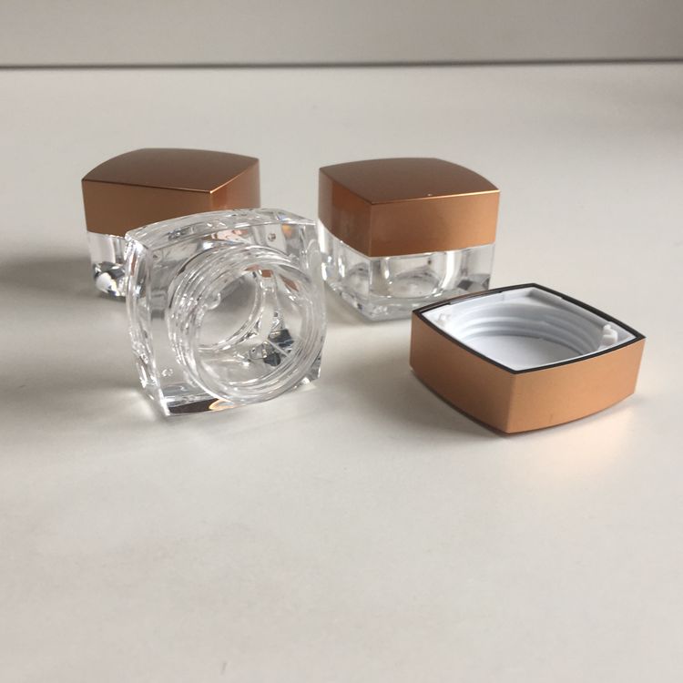 Empty Luxury Cosmetic Packaging Clear Brown Cap Hand Cream Jar Plastic