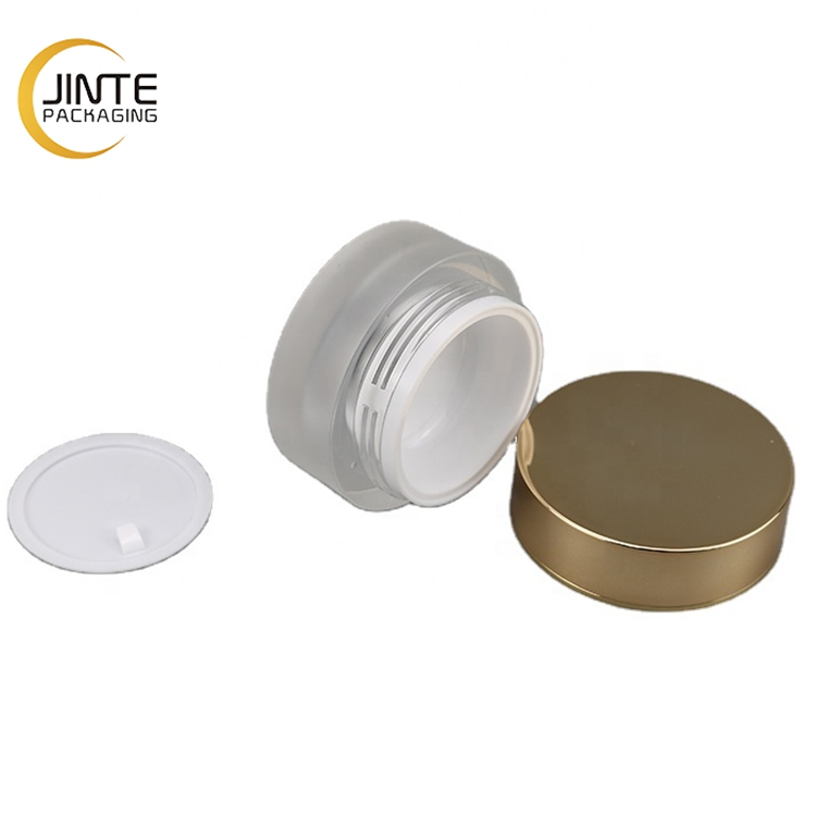 Empty Luxury Cosmetic Packaging Cream Jar 50ml Double Wall Shiny Gold Acrylic Facial Cream Jar