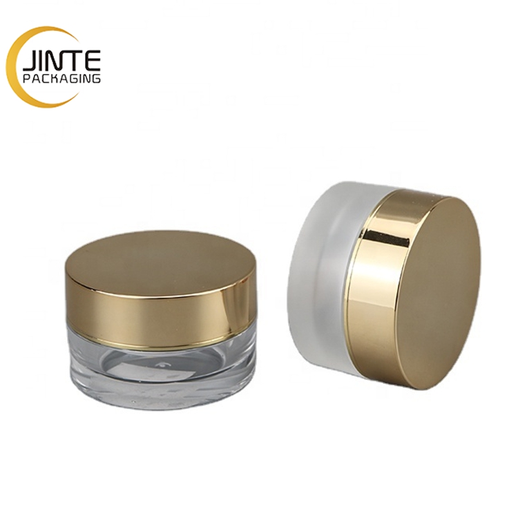 Empty Luxury Cosmetic Packaging Cream Jar 50ml Double Wall Shiny Gold Acrylic Facial Cream Jar