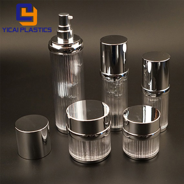 Empty Luxury Cosmetic Packing Round Acrylic Jar And Bottle