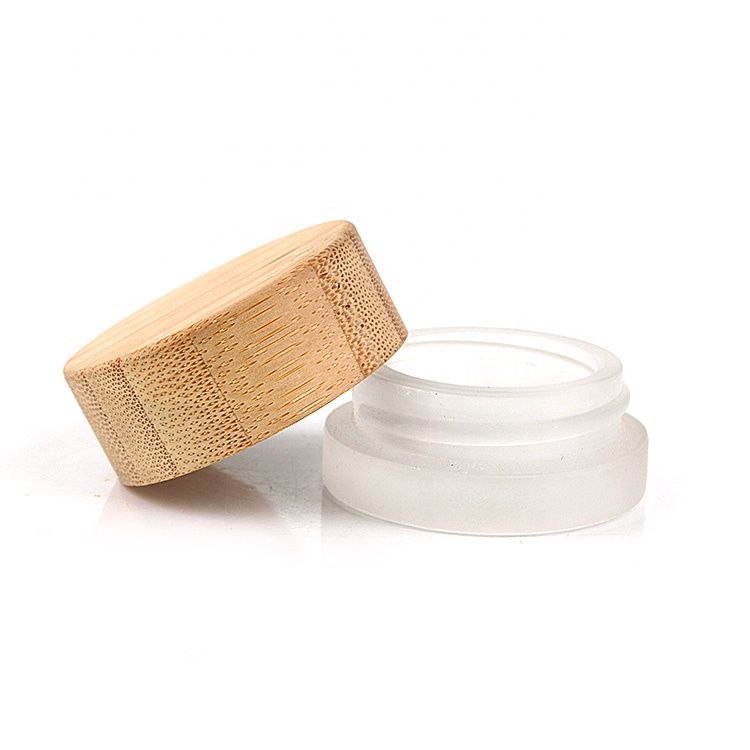 Empty Luxury Custom New design frosted 7g eye cream packaging glass jar with screw bamboo wooden lid
