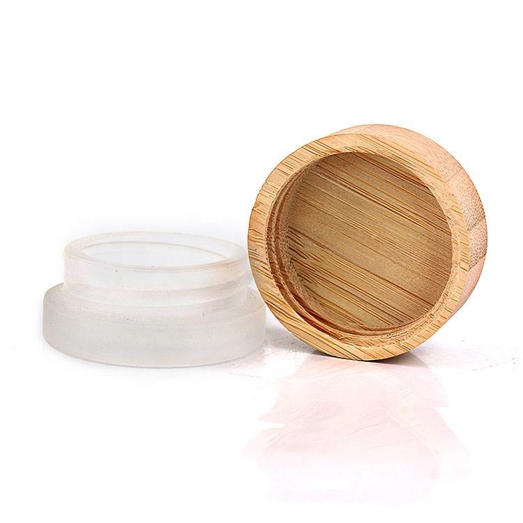 Empty Luxury Custom New design frosted 7g eye cream packaging glass jar with screw bamboo wooden lid