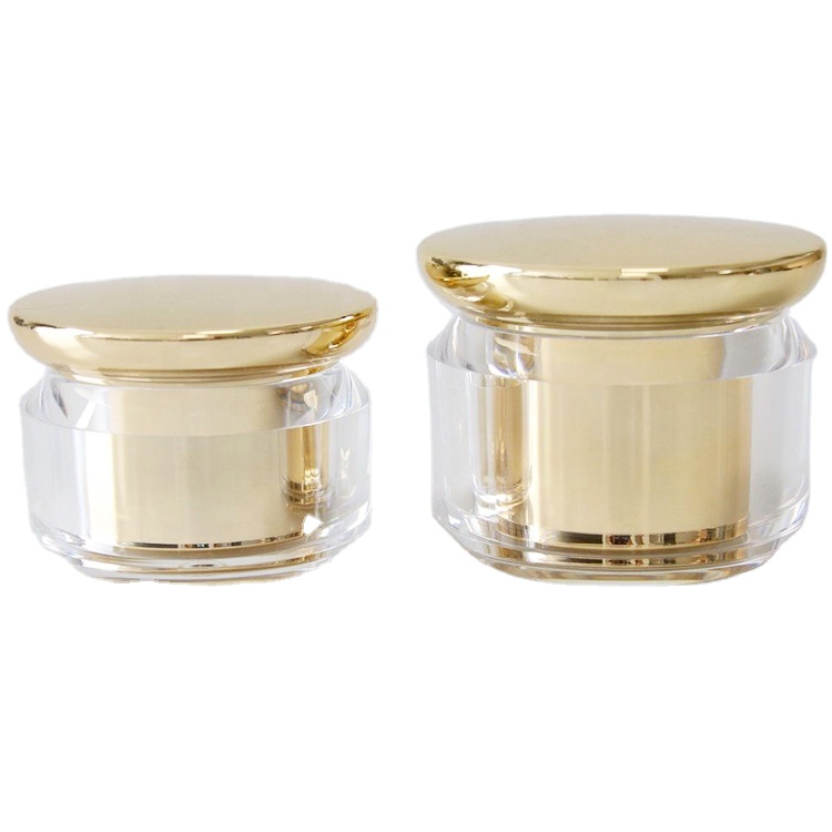 Empty Luxury Gold Acrylic Cosmetic Face Cream Jar Double Wall Container 15g 30g 50g