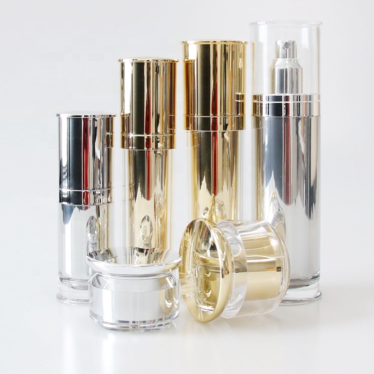 Empty Luxury Gold Acrylic Cosmetic Face Cream Jar Double Wall Container 15g 30g 50g
