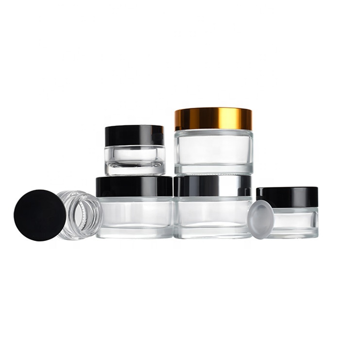 Empty Luxury facial cream container 3g 5g 10g 15g 20g 30g 50g 100g clear frosted clear glass cream jar