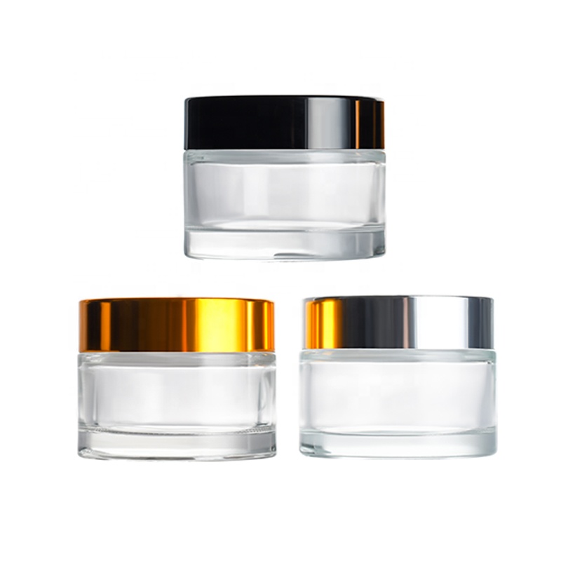 Empty Luxury facial cream container 3g 5g 10g 15g 20g 30g 50g 100g clear frosted clear glass cream jar