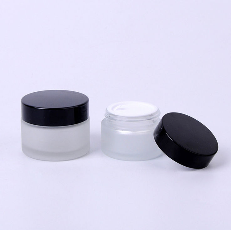 Empty Luxury frosted matt 30ml 50ml cream glass cosmetic jar clear
