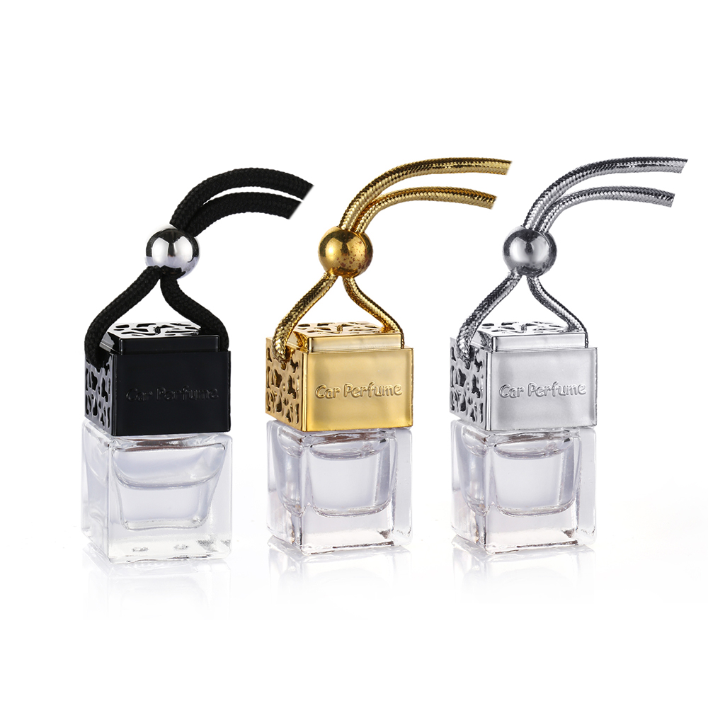 Empty Mini Car Vent Perfume Glass Bottle With Hanging Rope Car Perfume Hanging Diffuser Of Wooden Cap Perfume Bottle