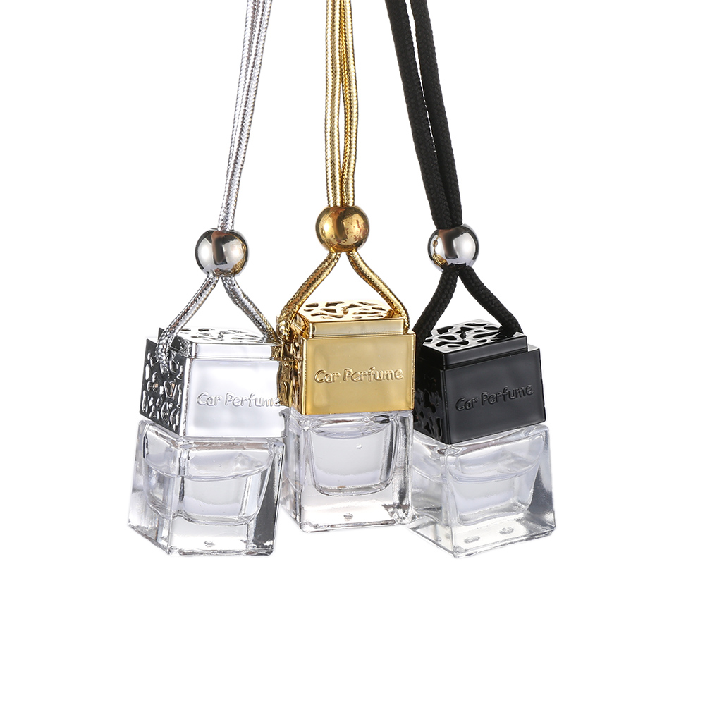 Empty Mini Car Vent Perfume Glass Bottle With Hanging Rope Car Perfume Hanging Diffuser Of Wooden Cap Perfume Bottle