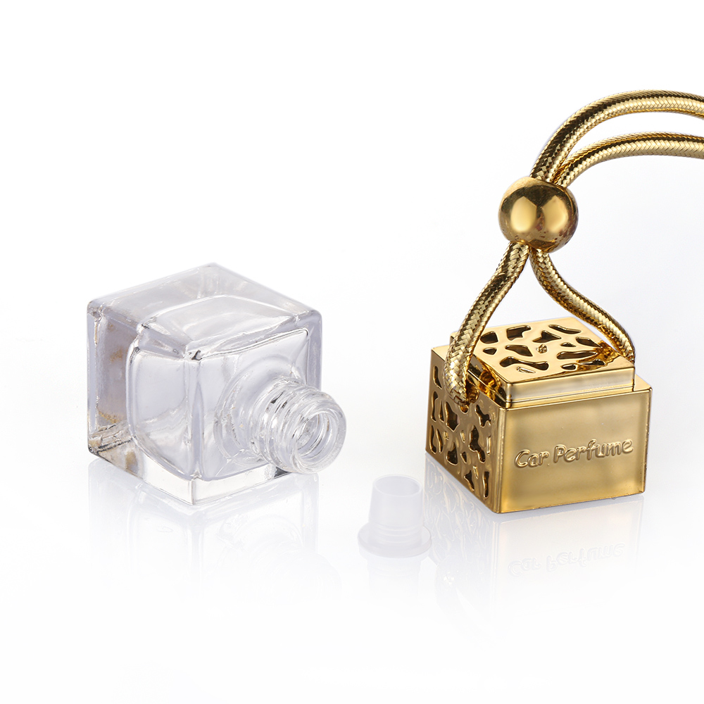 Empty Mini Car Vent Perfume Glass Bottle With Hanging Rope Car Perfume Hanging Diffuser Of Wooden Cap Perfume Bottle