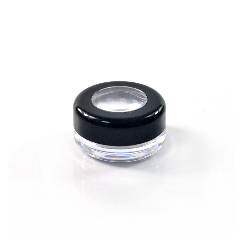 Empty Mini  luxury 5g 10g clear cosmetic plastic jar with black window lid