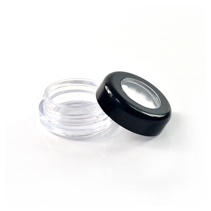 Empty Mini luxury 5g 10g clear cosmetic plastic jar with black window lid