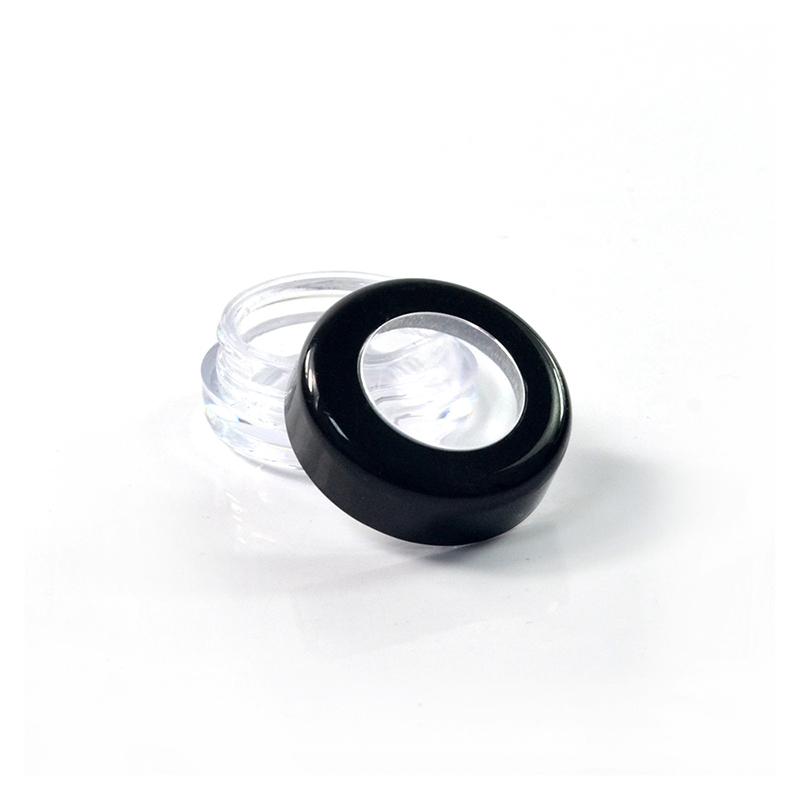 Empty Mini luxury 5g 10g clear cosmetic plastic jar with black window lid