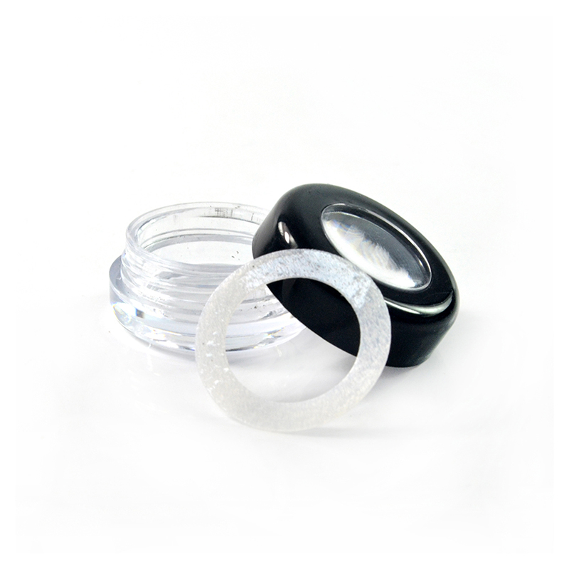 Empty Mini luxury 5g 10g clear cosmetic plastic jar with black window lid
