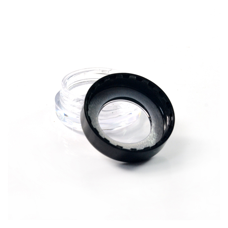 Empty Mini luxury 5g 10g clear cosmetic plastic jar with black window lid