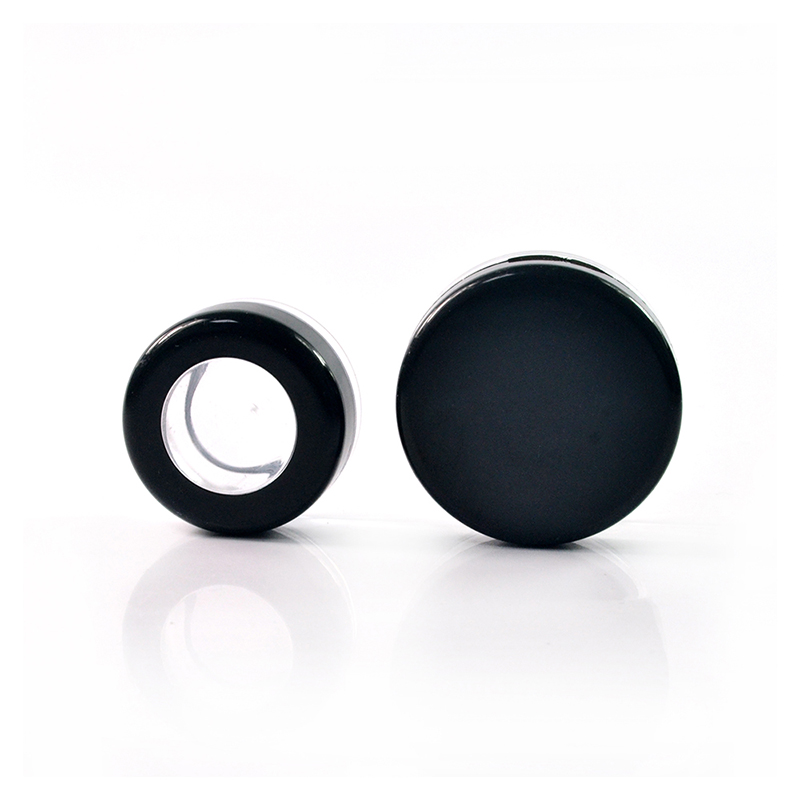Empty Mini luxury 5g 10g clear cosmetic plastic jar with black window lid