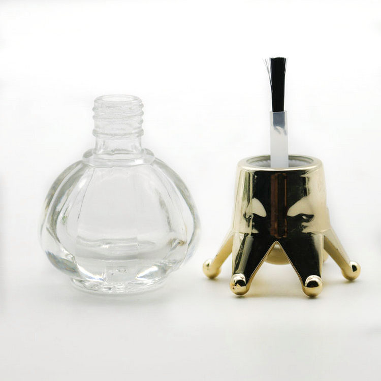 Empty Nail Polish Bottle 10ml Fancy Glass Nail Polish Bottle with Crown Brush Cap