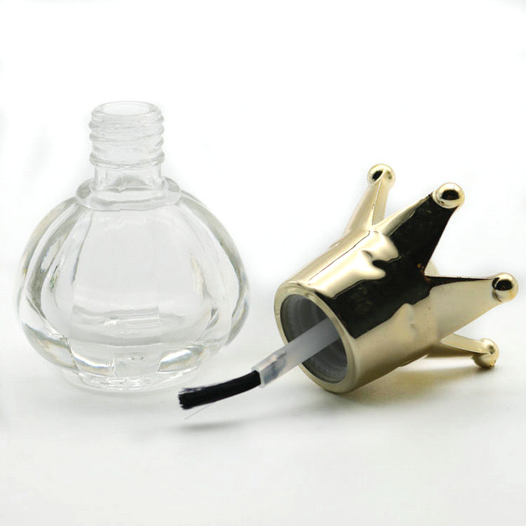 Empty Nail Polish Bottle 10ml Fancy Glass Nail Polish Bottle with Crown Brush Cap