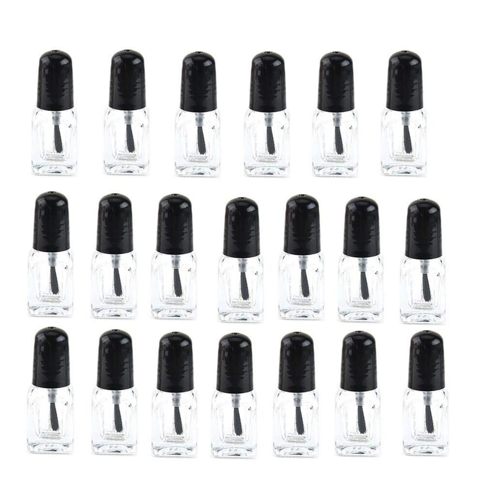 Empty Nail Polish Bottles with Brush Cap, Clear Glass Bottle Container 2ml 3ml