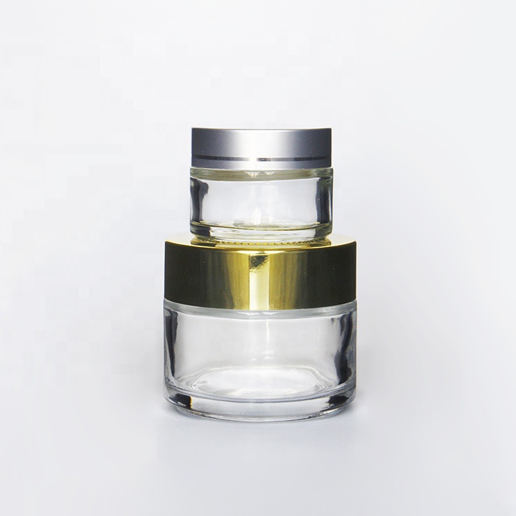 Empty OEM Cosmetic Containers Skin Care Cosmetic Cream Packaging Jar with gold and sliver lid