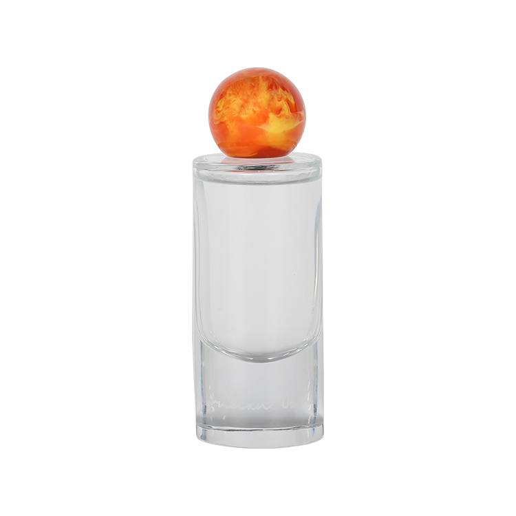 Empty OEM design resin cap round cylindrical glass bottle perfume 100ml with a thick bottom