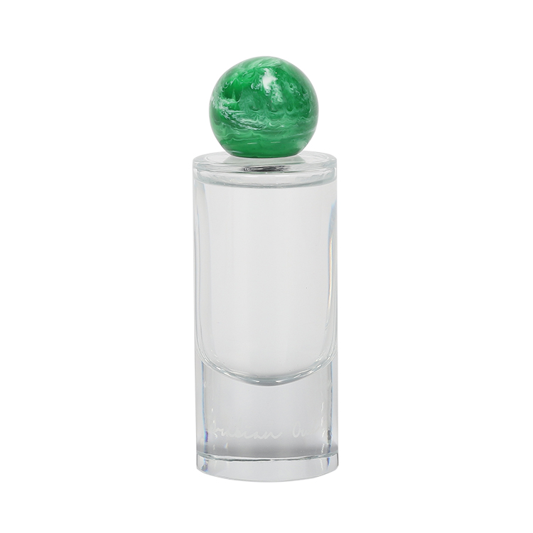 Empty OEM design resin cap round cylindrical glass bottle perfume 100ml with a thick bottom