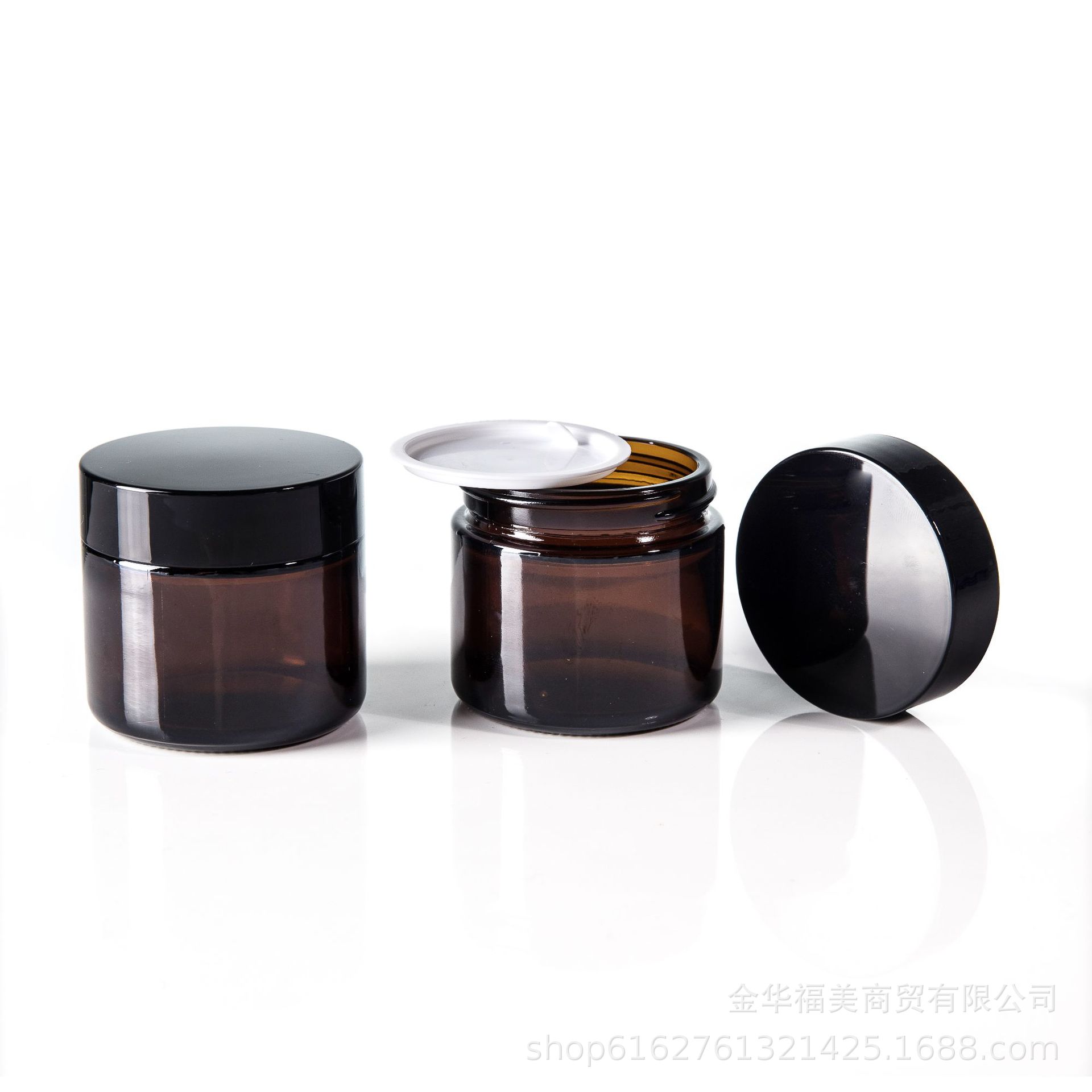 Empty Organic Packaging Screw lid Wide mouth Flat Cosmetic 60ml glass jars