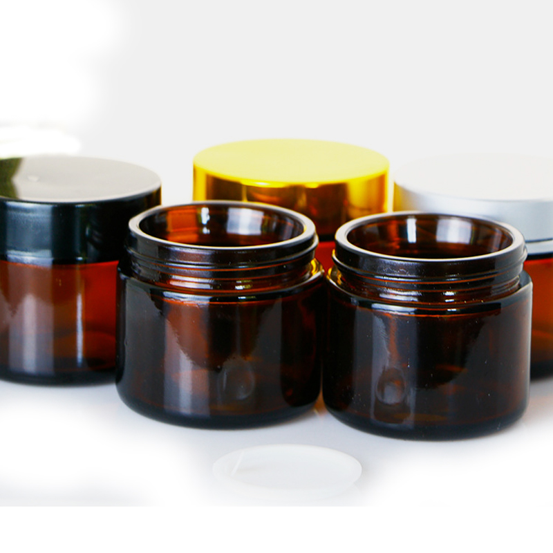Empty Organic Packaging Screw lid Wide mouth Flat Cosmetic 60ml glass jars