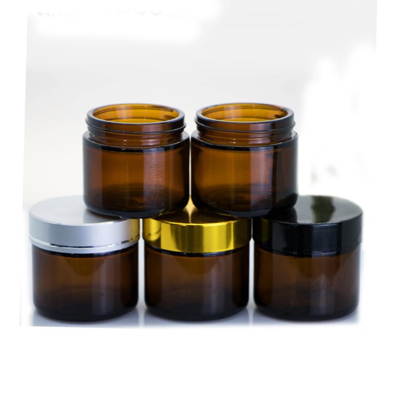 Empty Organic Packaging Screw lid Wide mouth Flat Cosmetic 60ml glass jars