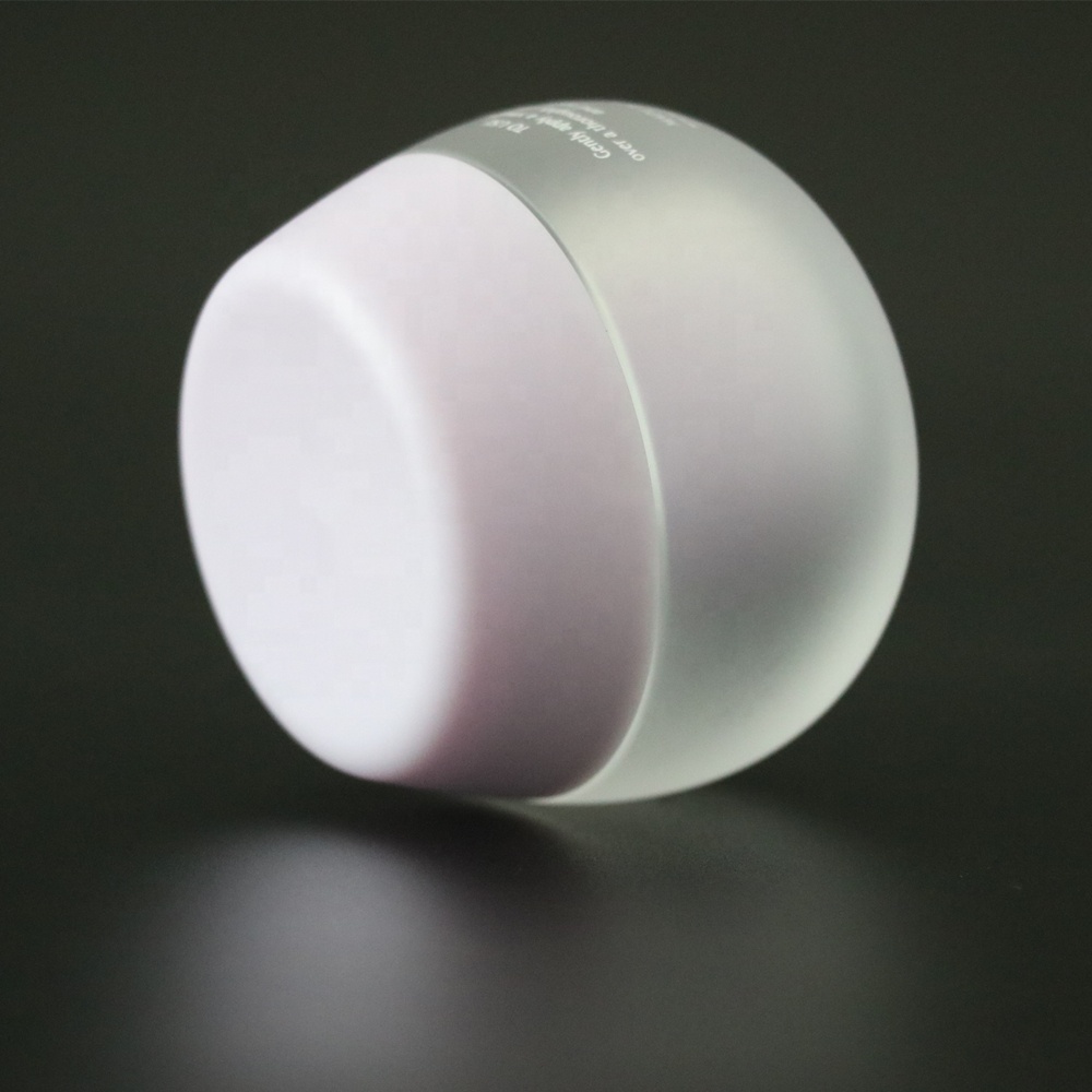 Empty Oval Ball Shape Cosmetic Jar 50g Frosted Acrylic Face Cream Jar with White Injection Lid
