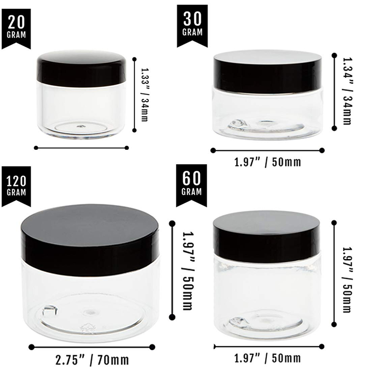 Empty PET Plastic Cream Cosmetic Jar with Bamboo Lid Custom Logo and color pink black blue amber