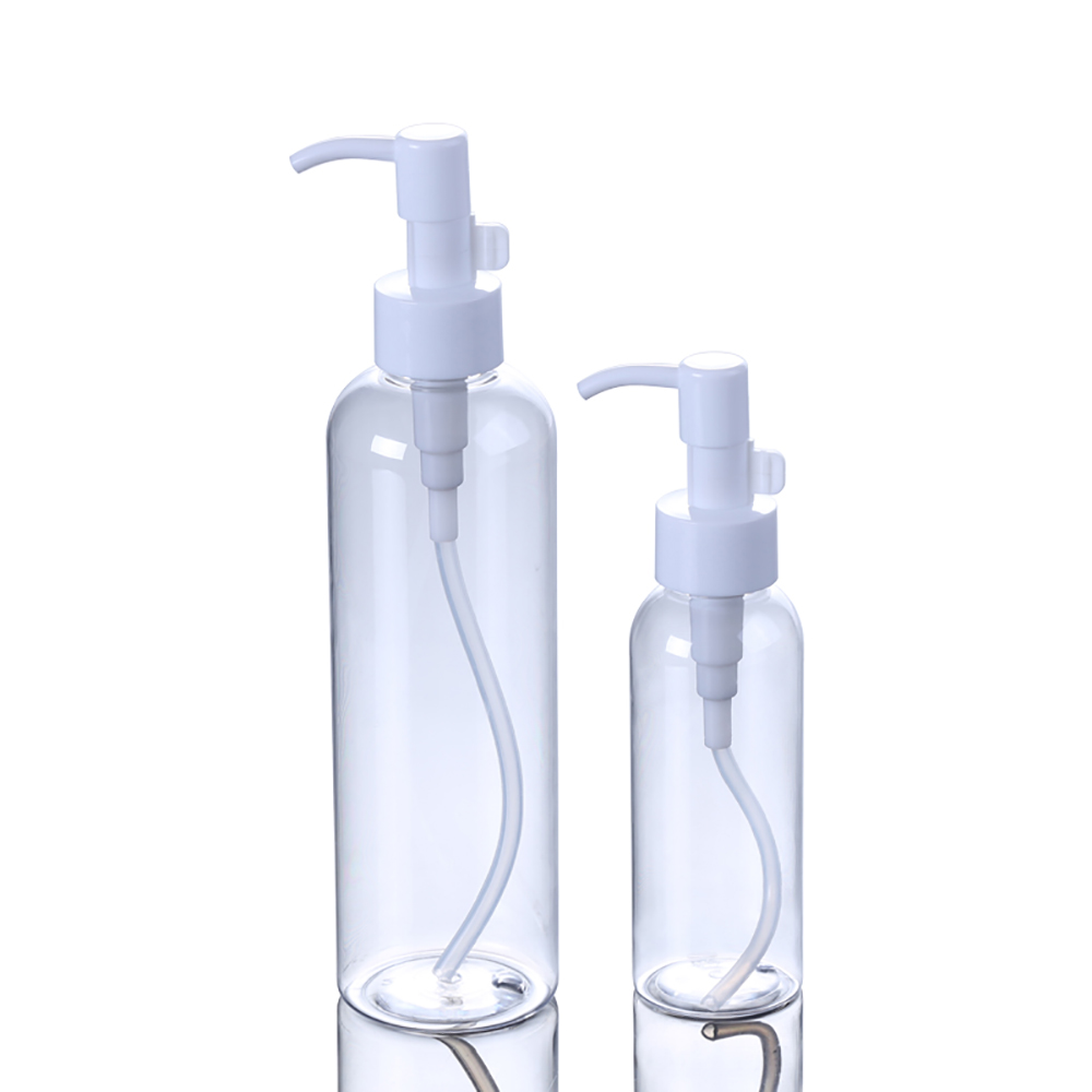 Empty PET21 Clear Plastic Lotion Bottle,100ml 250ml with White Pump Cover