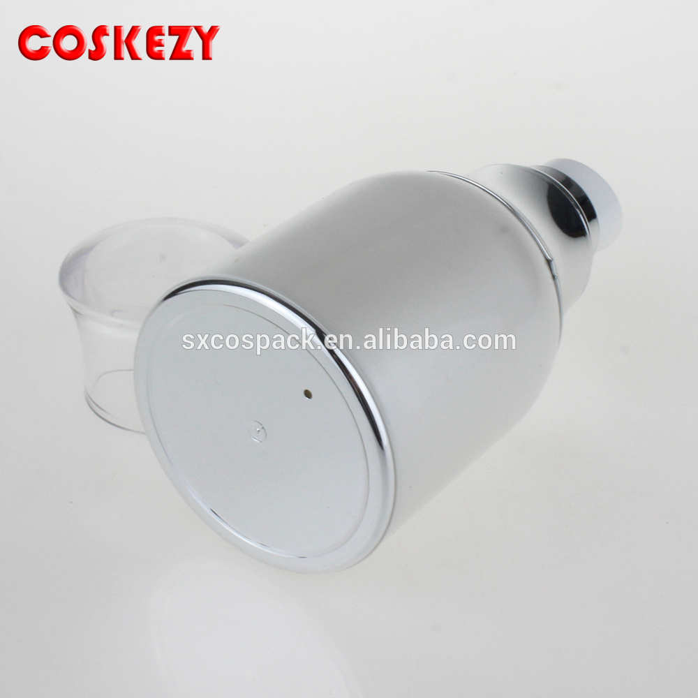 Empty Pearl white 30ml airless pump bottle white face cream bottle with silver shoulder wholesale