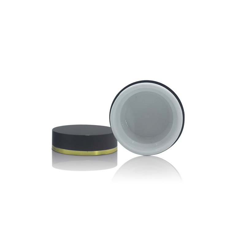 Empty Plastic Black 30g Round Eye Cream Skincare Product Packaging Jar with Golden Line Screw Cap