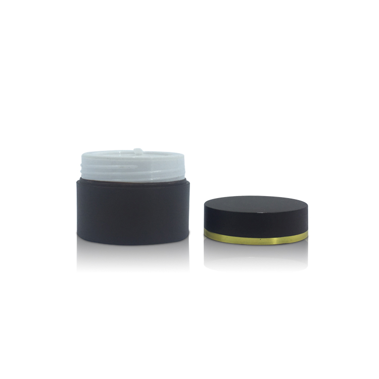 Empty Plastic Black 30g Round Eye Cream Skincare Product Packaging Jar with Golden Line Screw Cap