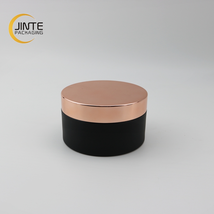 Empty Plastic Cosmetic Containers With Lids Matte Black PETG Jars 4oz Skin Care Cream Container