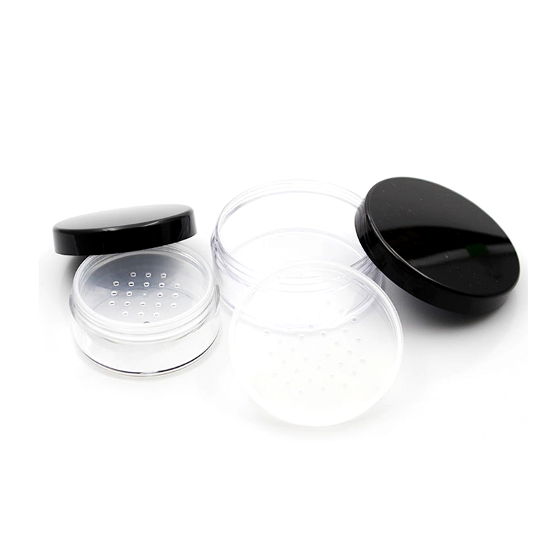 Empty Plastic Cosmetic Packaging Loose Powder Plastics Jar cosmetic containers with sifter