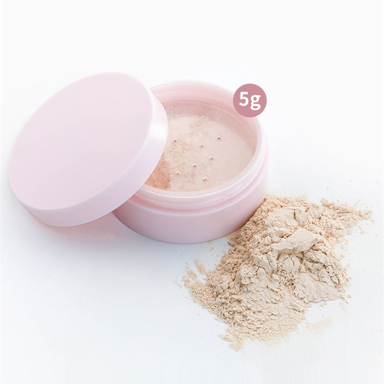 Empty Plastic Pink Round Loose Powder packaging sifter case for Compact bb