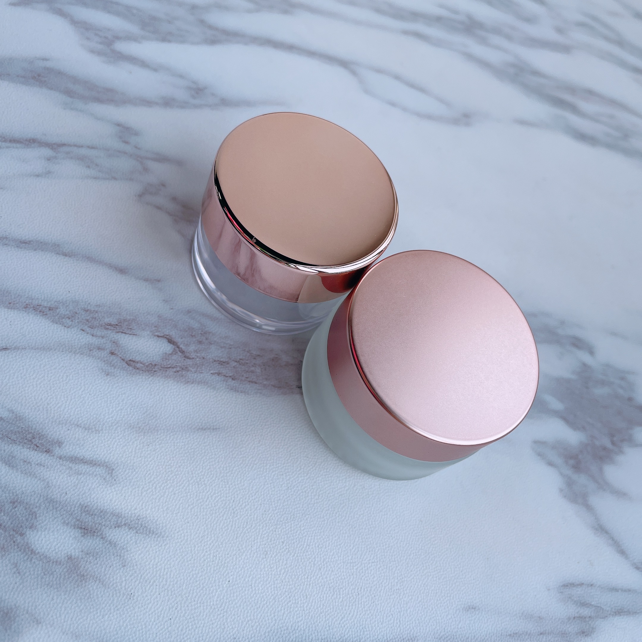 Empty Private Label Custom Logo Glass Jars Rose Gold Lids Bottle Cosmetic Containers