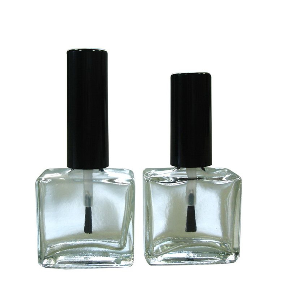 Empty Rectangle Large Clear Nail Polish Bottle Packaging With Brush