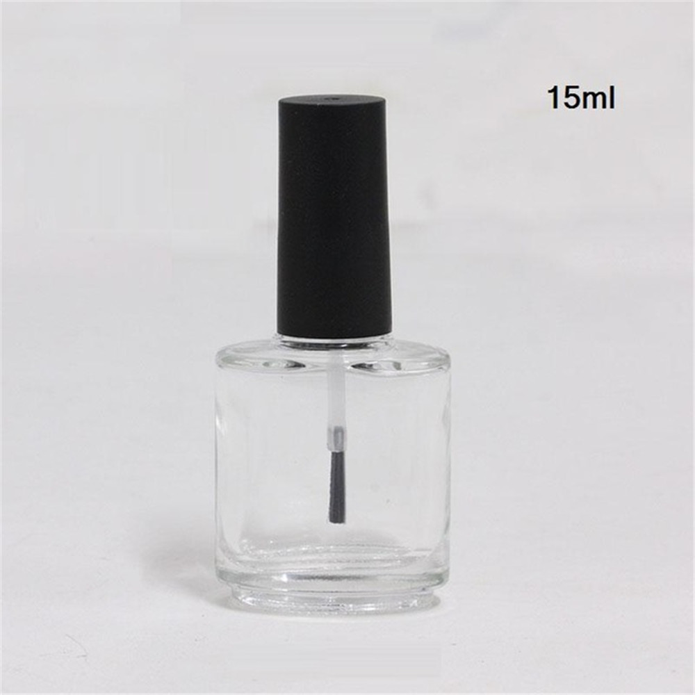 Empty Rectangle Large Clear Nail Polish Bottle Packaging With Brush