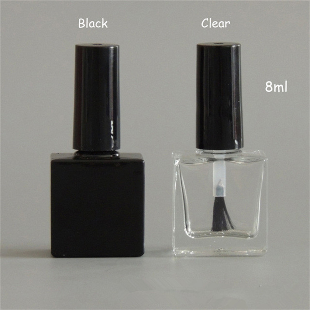 Empty Rectangle Large Clear Nail Polish Bottle Packaging With Brush