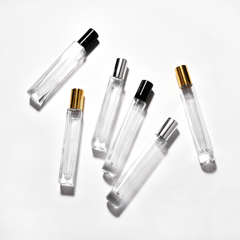 Empty Rectangle Square 10ml Thick Clear Glass Bottles Roller Glass Bottles for Musk&Oud Essential Oil Wholesale