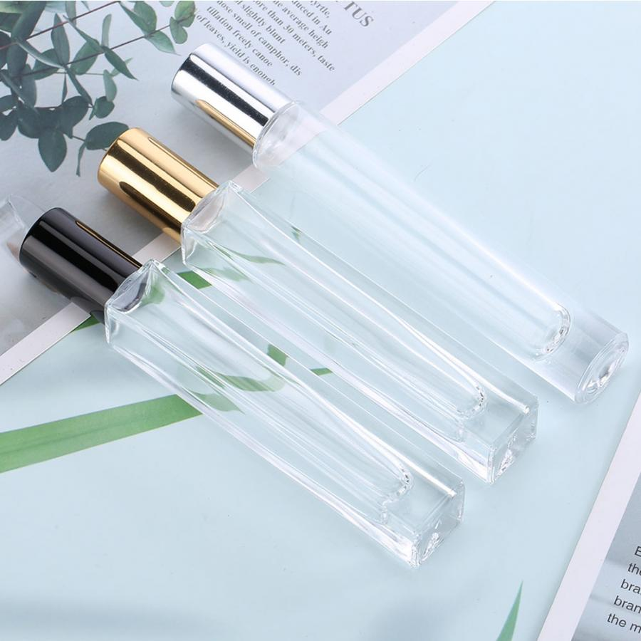 Empty Rectangle Square 10ml Thick Clear Glass Bottles Roller Glass Bottles for Musk&Oud Essential Oil Wholesale