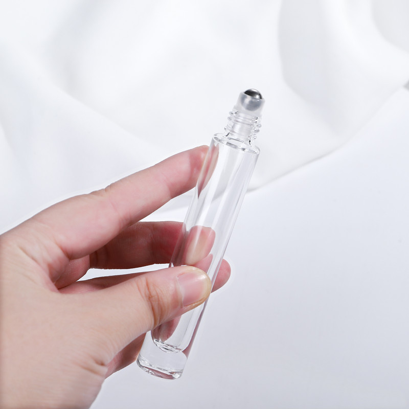Empty Rectangle Square 10ml Thick Clear Glass Bottles Roller Glass Bottles for Musk&Oud Essential Oil Wholesale