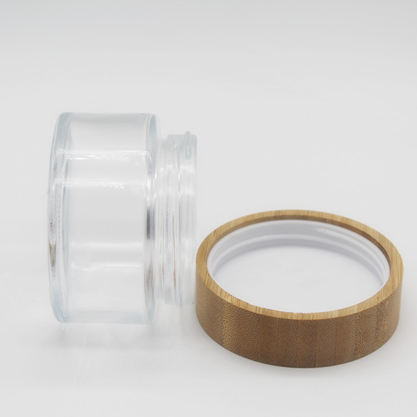 Empty Refillable 4OZ 120ml Clear Makeup Cream Packaging Containers Glass Cosmetic Jar with Wood Bamboo Lid