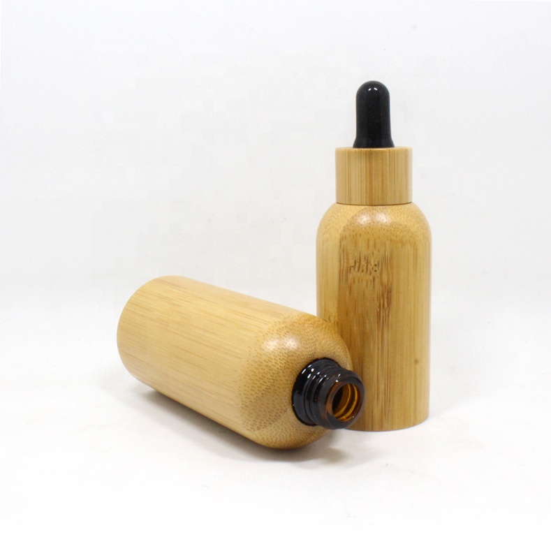 Empty Refillable Bamboo Glass Eye Dropper Bottle Essential Oil Bottles With Makeup Cosmetic Sample Container
