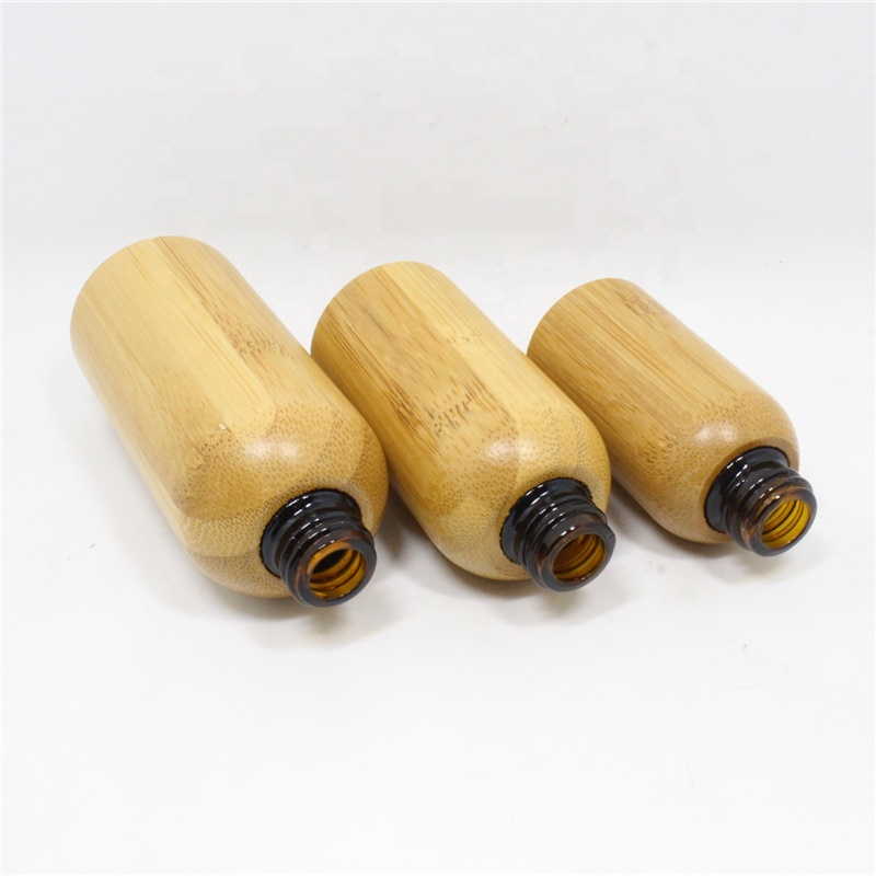 Empty Refillable Bamboo Glass Eye Dropper Bottle Essential Oil Bottles With Makeup Cosmetic Sample Container