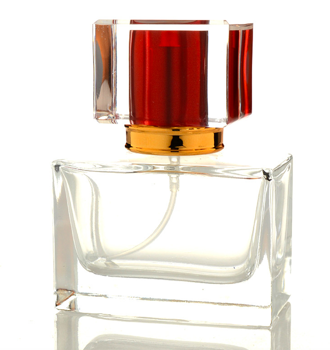 Empty Refillable cosmetic packaging Unique square 30ml perfume bottles with fine mist spray cap